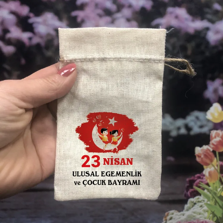 Baskılı Kese 0040 - 23 Nisan Çocuk Bayramı Temalı Hediyelik Kese - Detay Görseli 1