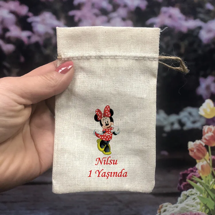 Baskılı Kese 0114 - Minie Mouse Tasarım Hediyelik Kese - Detay Görseli 1