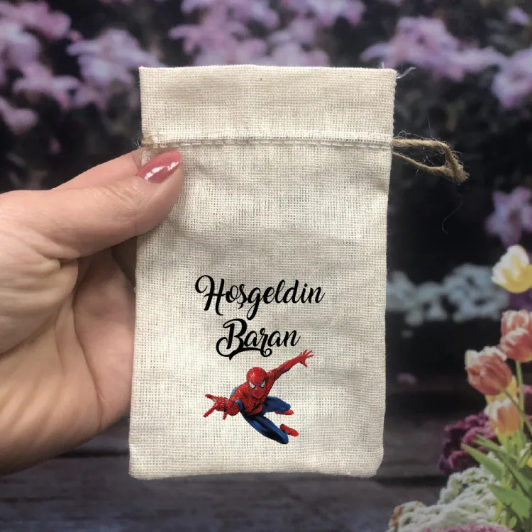Baskılı Kese 0525 - Örümcek Adam Temalı Hediyelik Kese - Detay Görseli 1