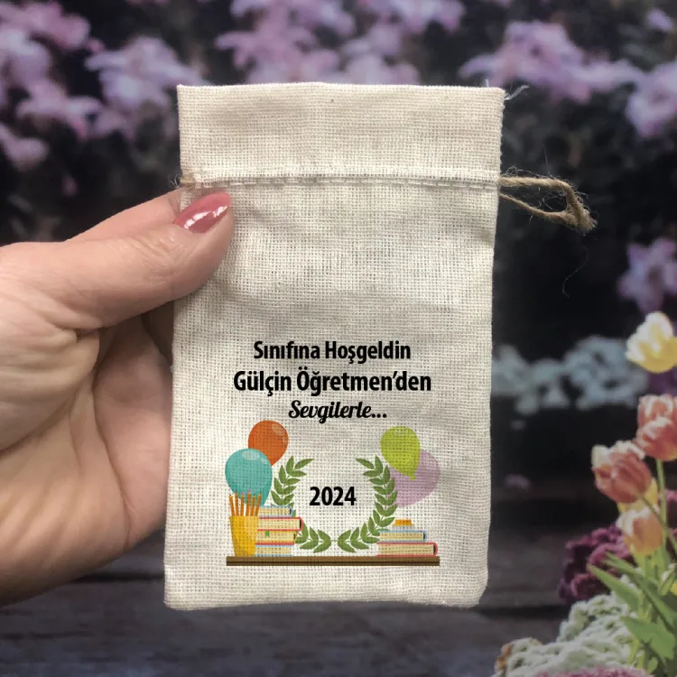 Baskılı Kese 0555 - Okulda ilk Gün Hatırası Hediyelik Kese - Detay Görseli 1