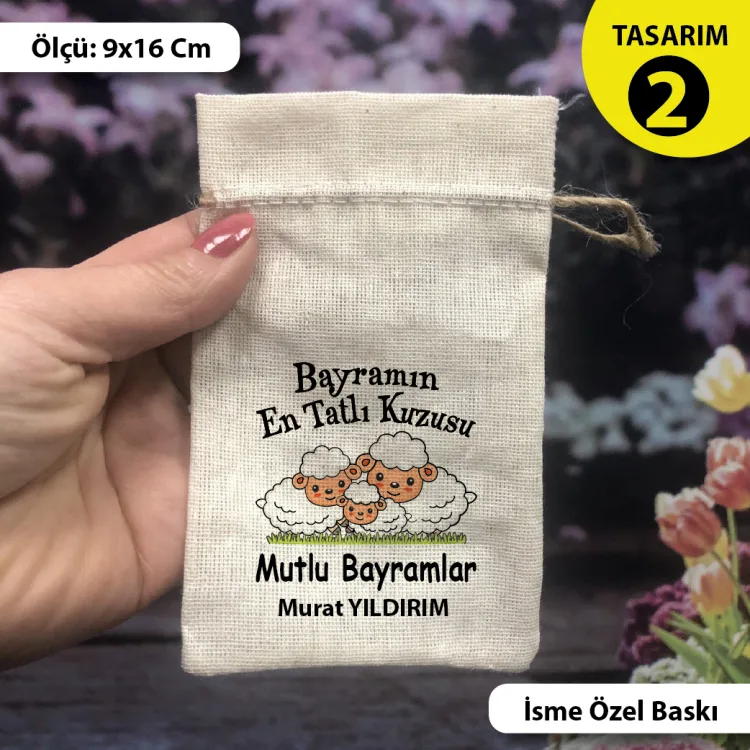 İsime Özel Baskılı  Bayram Kese 0561 - Kurban Bayramı Harçlık Keseleri - Detay Görseli 1