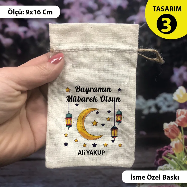 İsime Özel Baskılı  Bayram Kese 0561 - Kurban Bayramı Harçlık Keseleri - Detay Görseli 2