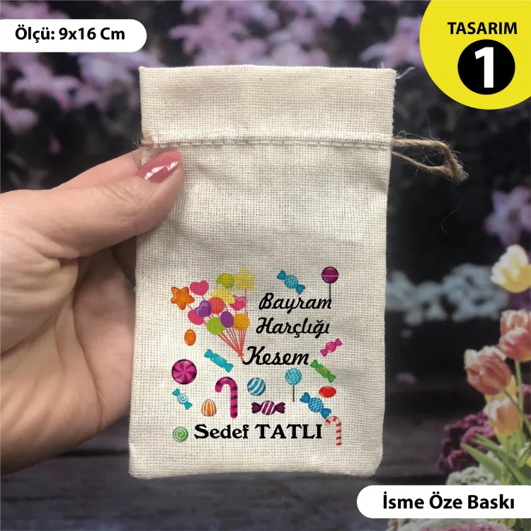 İsime Özel Baskılı Bayram  Kese 0562 - Ramazan Bayramı Harçlık Keseleri
