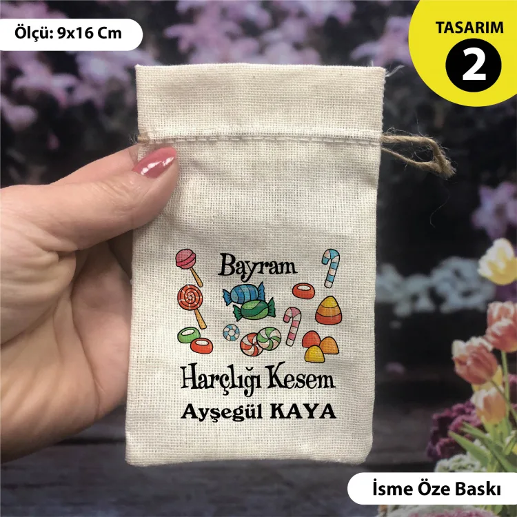 İsime Özel Baskılı Bayram  Kese 0562 - Ramazan Bayramı Harçlık Keseleri - Detay Görseli 1