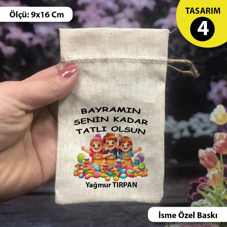 İsime Özel Baskılı Bayram  Kese 0562 - Ramazan Bayramı Harçlık Keseleri - Detay Görseli 3