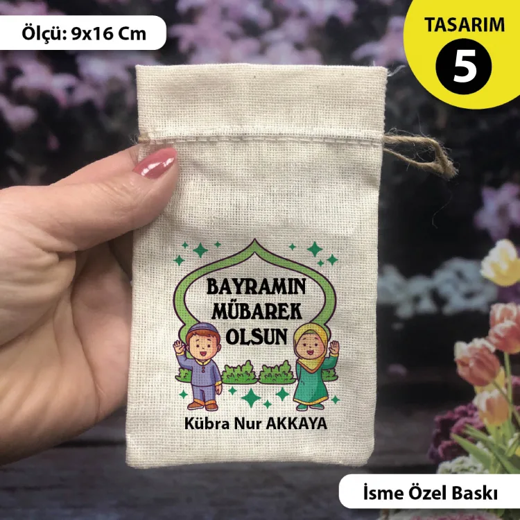 İsime Özel Baskılı Bayram  Kese 0562 - Ramazan Bayramı Harçlık Keseleri - Detay Görseli 4