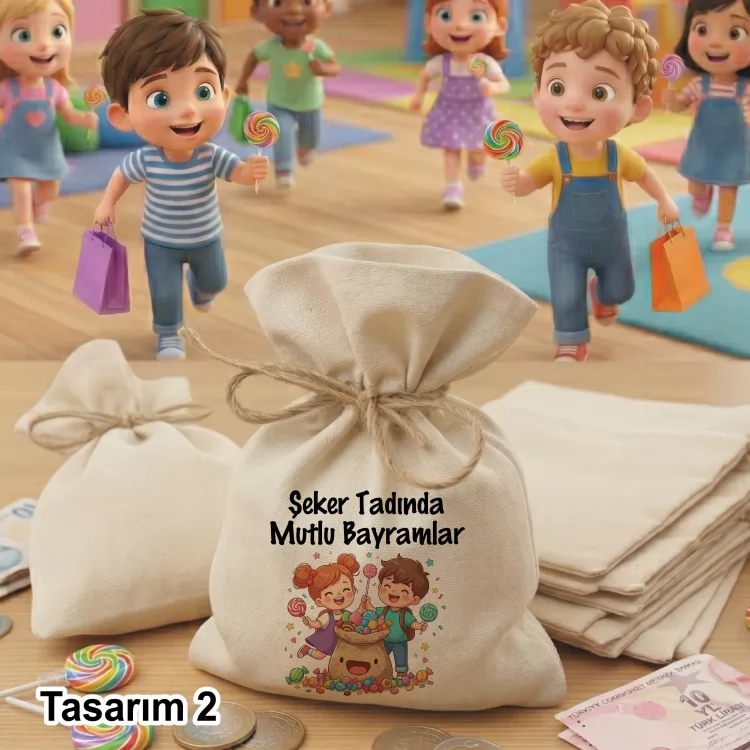 01 - Kapmanyalı Bayram  Kese 0564 - Ramazan Bayramı  / Kurban Bayramı Harçlık Keseleri - Detay Görseli 1
