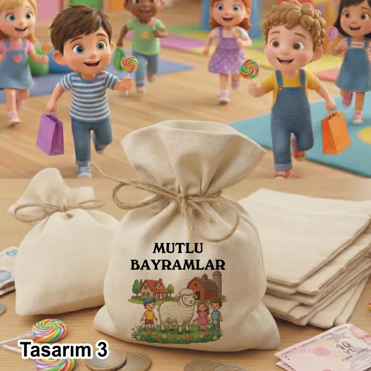 01 - Kapmanyalı Bayram  Kese 0564 - Ramazan Bayramı  / Kurban Bayramı Harçlık Keseleri - Detay Görseli 2