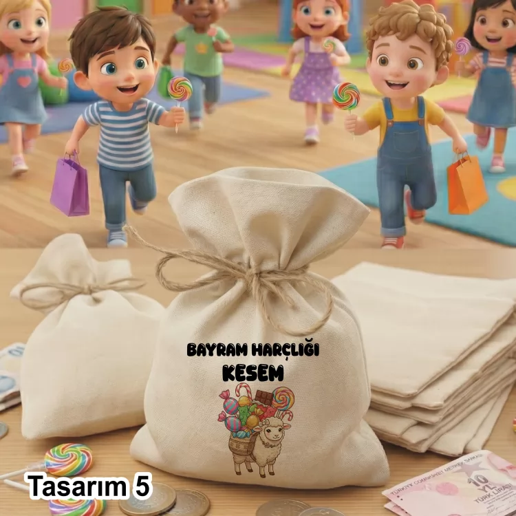 01 - Kapmanyalı Bayram  Kese 0564 - Ramazan Bayramı  / Kurban Bayramı Harçlık Keseleri - Detay Görseli 4