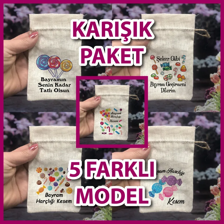 Baskılı Kese 0559 Karışık - Bayram Harçlığı Hediyelik Kesesi - Detay Görseli 1