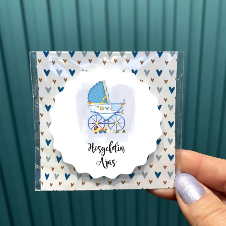 Magnet 0444 - Erkek Bebek Arabası Temalı - Detay Görseli 1