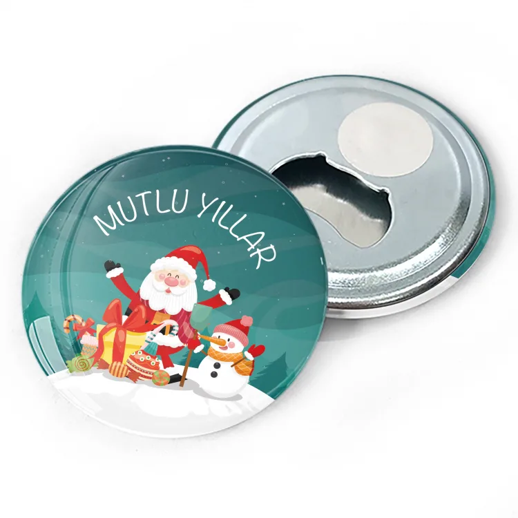 Magnet Rozet 0162 - Yılbaşı - Yeni Yıl Temalı Hediyelik  Metal Açacak Magnet - Açacak Anahtarlık