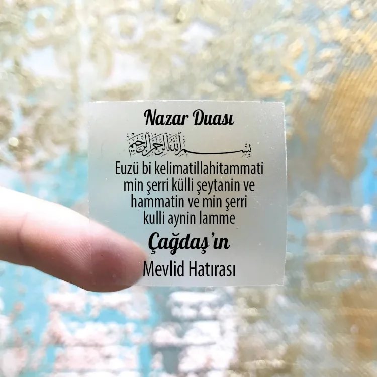 Kare Şeffaf Etiket 548 - Nazar Duası Tasarımı