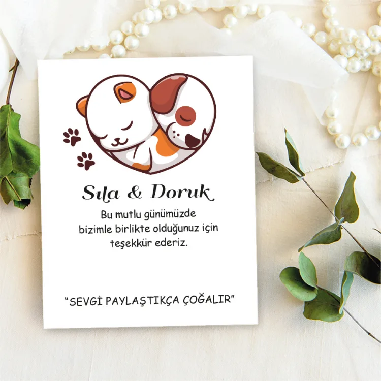 Takı Kartı 096 - Kedi, Köpek Figürlü Mama Kartı